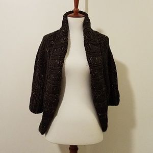 Aphorism Brown old thread accents open cardigan